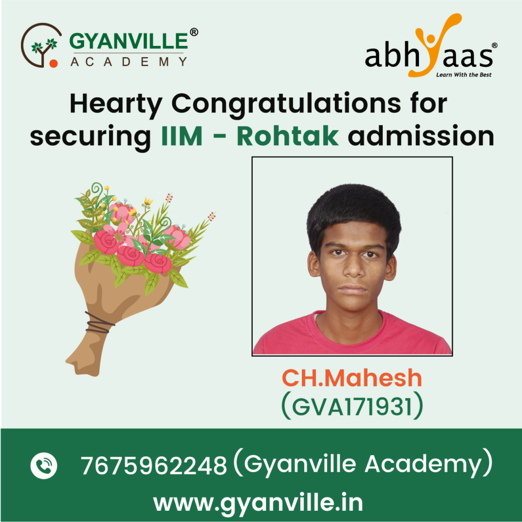Hearty Congratulations for Securing IIM-Rohtak Admission