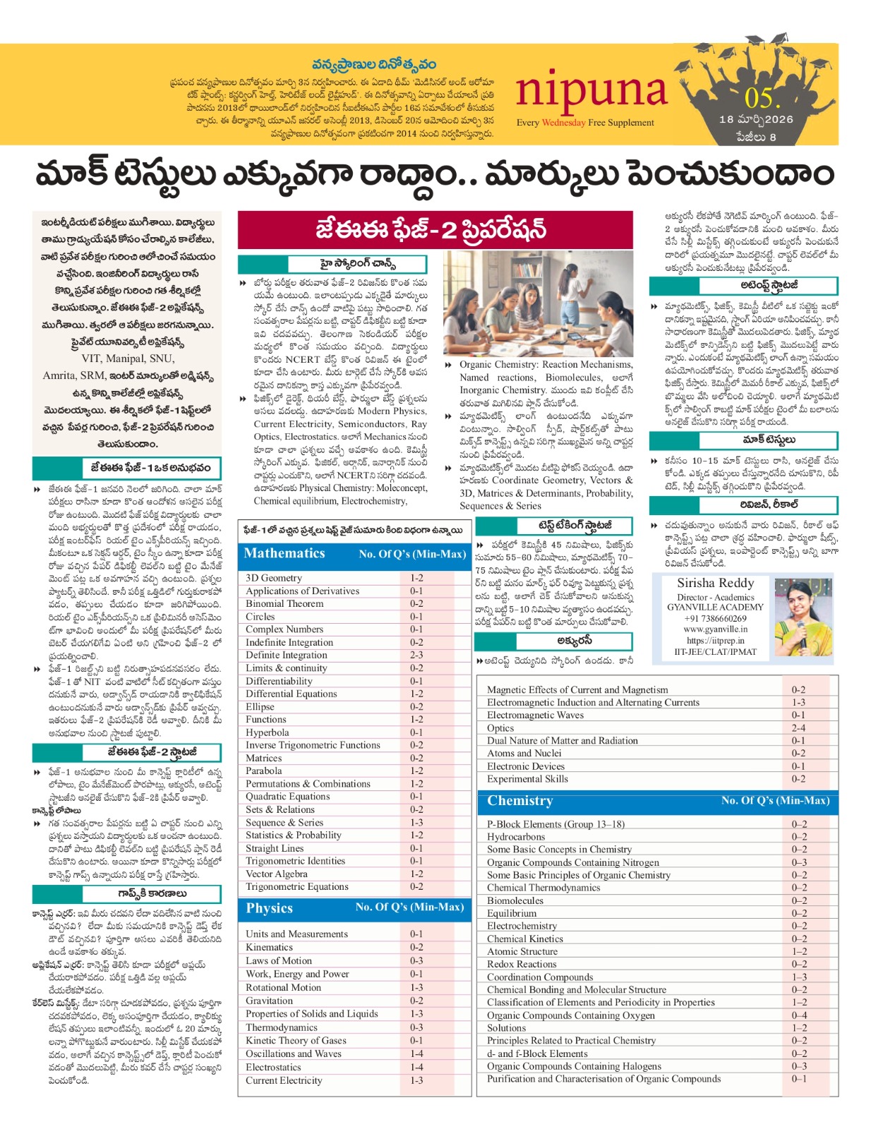 JEE Main Phase-2: Subject-wise Preparation Plan